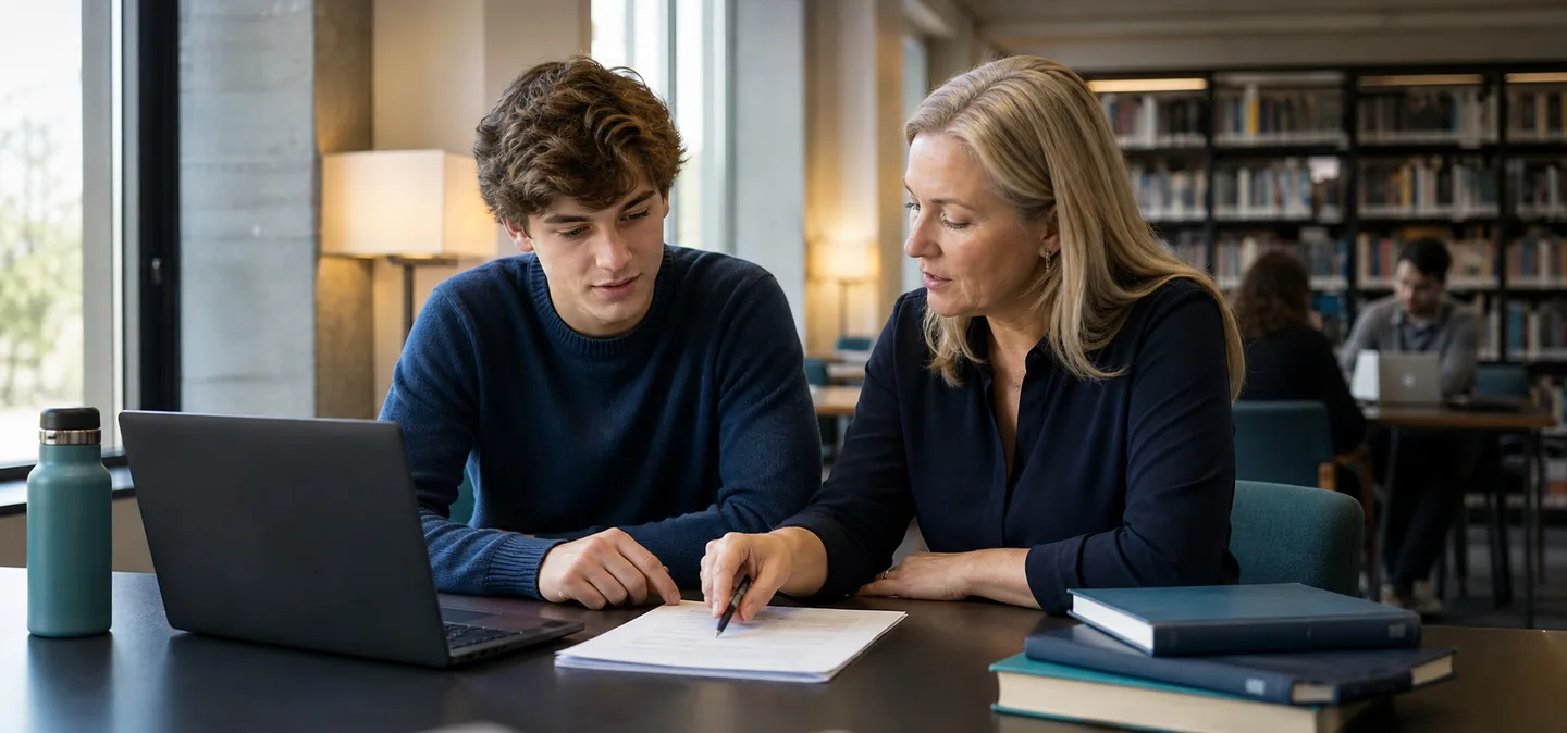 Student and tutor planning academic goals together.